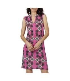 Robe Estivale Sans Manches Art Deco Fuchsia Admas