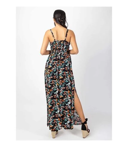 Robe Longue Fluide GLORIA Fines Bretelles Imprimé Feuillage Coton Du Monde 4 Robe Longue Fluide GLORIA Fines Bretelles Imprimé Feuillage Coton Du Monde – Image 4