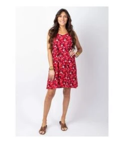 Robe Courte De Plage LENA Fleurie Rouge Coton Du Monde -BelleTendance Soldes Boutique 10D05569360639DC6216FF35014C2188835AE55CC5D0E4F9D416AC0883937D47