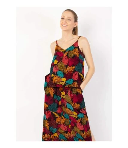 Robe Longue Fendue ASSILIA Imprimé Tropical Palme Orange Coton Du Monde 3 Robe Longue Fendue ASSILIA Imprimé Tropical Palme Orange Coton Du Monde – Image 3