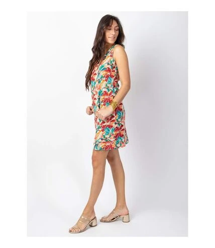 Robe Courte En Coton MARLA Sans Manches Imprimé Végétal Coton Du Monde 3 Robe Courte En Coton MARLA Sans Manches Imprimé Végétal Coton Du Monde – Image 3