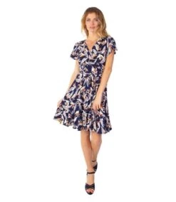 Robe Courte MARIKA Fluide Cache-cœur Imprimé Fleur De Paradis Coton Du Monde