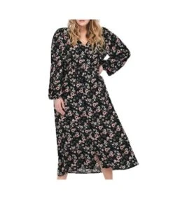 Robe Noir à Fleurs Femme Only Carmakoma Zelma