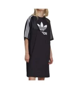 Robe T-shirt Noir Femme Adidas Trefoil