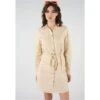 Deeluxe Robe Chemise Unie Avec Ceinture à Nouer LINDINA