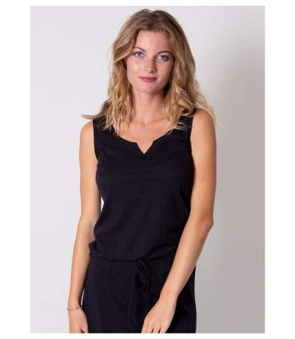 Robe Longue En Coton Sans Manches NADINE Noire Coton Du Monde 2 Robe Longue En Coton Sans Manches NADINE Noire Coton Du Monde – Image 2