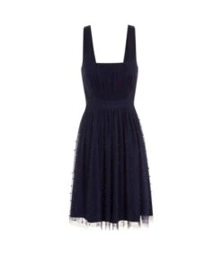 Little Mistress - Robe Mi-longue En Tulle Et Perles - Femme (Bleu Marine) - UTLM625