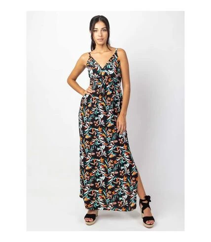 Robe Longue Fluide GLORIA Fines Bretelles Imprimé Feuillage Coton Du Monde 2 Robe Longue Fluide GLORIA Fines Bretelles Imprimé Feuillage Coton Du Monde – Image 2