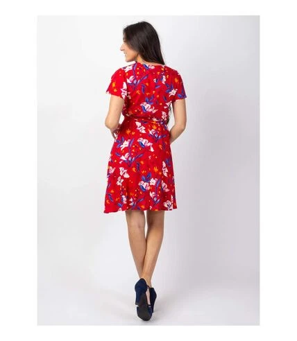 Robe Courte MARIKA Fluide Cache-cœur Imprimé Rouge Pétale Coton Du Monde 4 Robe Courte MARIKA Fluide Cache-cœur Imprimé Rouge Pétale Coton Du Monde – Image 4