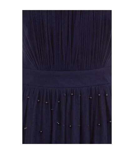 Little Mistress - Robe Mi-longue En Tulle Et Perles - Femme (Bleu Marine) - UTLM625 3 Little Mistress - Robe Mi-longue En Tulle Et Perles - Femme (Bleu Marine) - UTLM625 – Image 3
