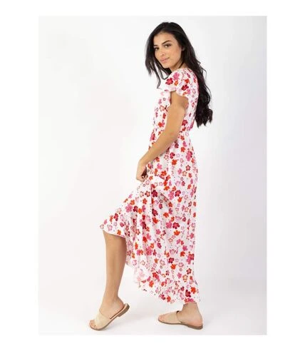 Robe Longue à Volants KENDRA Imprimé Fleurs De Cerisier Blanc Coton Du Monde 3 Robe Longue à Volants KENDRA Imprimé Fleurs De Cerisier Blanc Coton Du Monde – Image 3