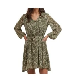 Robe Imprimée Kaki Femme Vila Viadeline