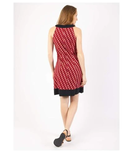 Robe Courte En Coton Cecilia Col Rond Imprimé Ethnique Bordeaux Coton Du Monde 4 Robe Courte En Coton Cecilia Col Rond Imprimé Ethnique Bordeaux Coton Du Monde – Image 4