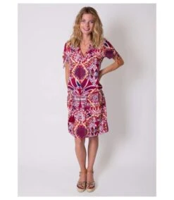 Robe Légère à Manches Courtes ALEXANDRA Imprimé Ethnique Rouge Coton Du Monde -BelleTendance Soldes Boutique 74B1110EE20D11CF5B390F293179955CF22CC758616000A2B3D32083CE1A0098