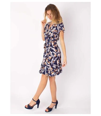 Robe Courte MARIKA Fluide Cache-cœur Imprimé Fleur De Paradis Coton Du Monde 4 Robe Courte MARIKA Fluide Cache-cœur Imprimé Fleur De Paradis Coton Du Monde – Image 4