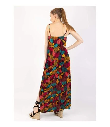 Robe Longue Fendue ASSILIA Imprimé Tropical Palme Orange Coton Du Monde 2 Robe Longue Fendue ASSILIA Imprimé Tropical Palme Orange Coton Du Monde – Image 2