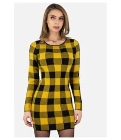 Robe Pull à Carreaux