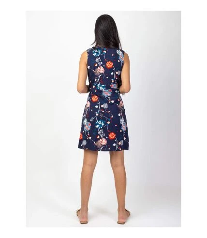 Robe Courte Cache Cœur Chic SHARLA Imprimé Floral Bleu Coton Du Monde 4 Robe Courte Cache Cœur Chic SHARLA Imprimé Floral Bleu Coton Du Monde – Image 4