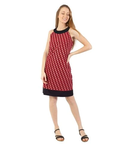 Robe Courte En Coton Cecilia Col Rond Imprimé Ethnique Bordeaux Coton Du Monde 1 Robe Courte En Coton Cecilia Col Rond Imprimé Ethnique Bordeaux Coton Du Monde