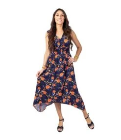 Robe Longue Asymétrique AMELIA Motif Fleurs Coton Du Monde