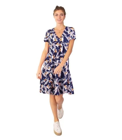 Robe Babydoll Manches Courtes DINA Imprimé Fleurs De Paradis Coton Du Monde 1 Robe Babydoll Manches Courtes DINA Imprimé Fleurs De Paradis Coton Du Monde