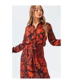 Hype - Robe Chemisier - Femme (Cuivré / Noir) - UTHY4328 -BelleTendance Soldes Boutique E7499A7DAA83F4A3156957BEED62357FC63A5703DAB2538299C2EB6A58D63F1A