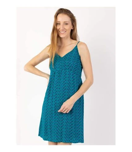 Robe Courte Fines Bretelles BEA Bleu Ethnique Coton Du Monde 2 Robe Courte Fines Bretelles BEA Bleu Ethnique Coton Du Monde â Image 2