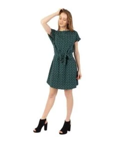 Robe Courte Ceinturée MIRANDA Imprimé Ethnique Bleu Coton Du Monde